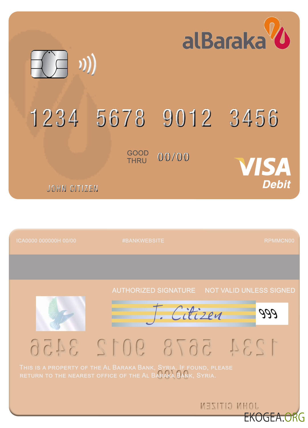 Carte de débit visa de la banque Al Baraka en Syrie